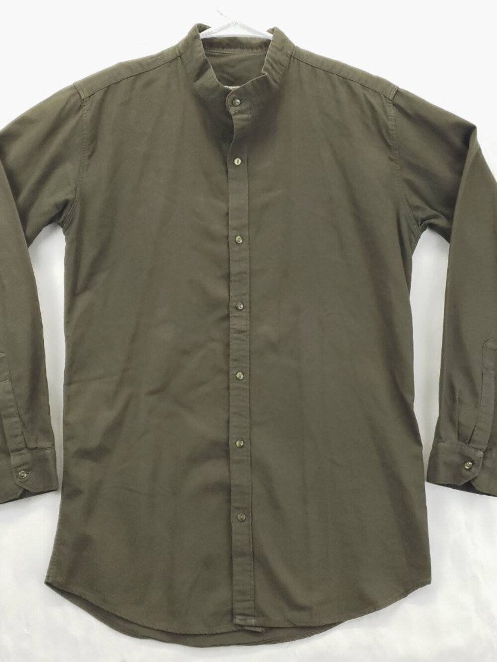 Porsche Shirt Mens Large Olive Green Long Sleeve 100% Cotton Classic Button-Up